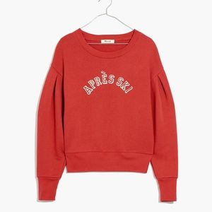 Mile(s) by MADEWELL RED GRAPHIC APRES-SKI PLEAT SWEATSHIRT